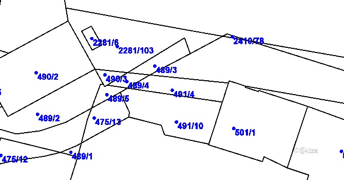 Parcela st. 491/4 v KÚ Holešovice, Katastrální mapa