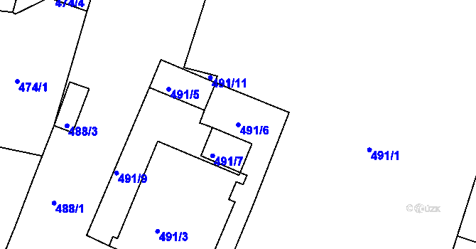 Parcela st. 491/6 v KÚ Holešovice, Katastrální mapa