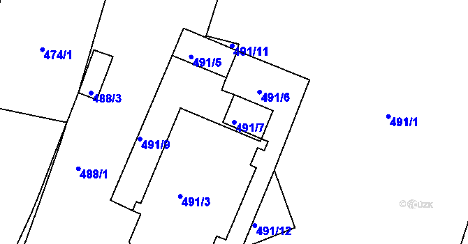 Parcela st. 491/7 v KÚ Holešovice, Katastrální mapa