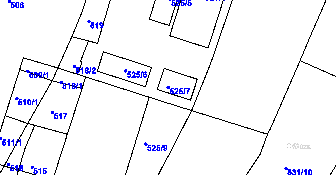 Parcela st. 525/7 v KÚ Holešovice, Katastrální mapa