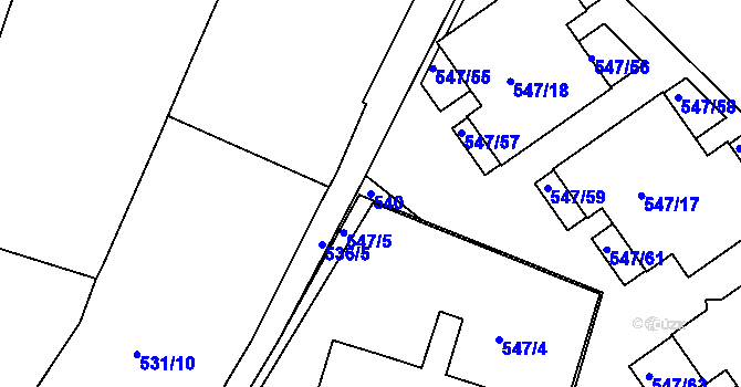 Parcela st. 540 v KÚ Holešovice, Katastrální mapa