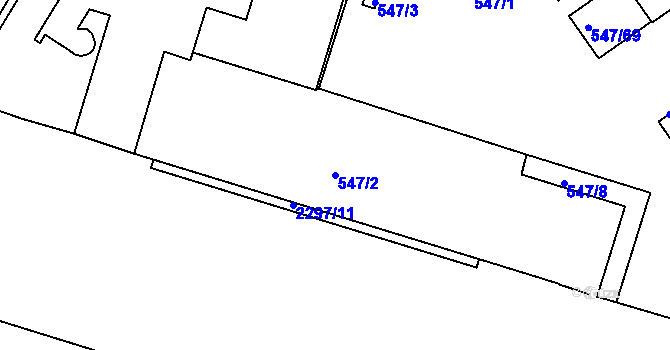 Parcela st. 547/2 v KÚ Holešovice, Katastrální mapa
