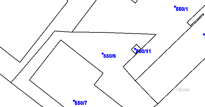 Parcela st. 550/6 v KÚ Holešovice, Katastrální mapa