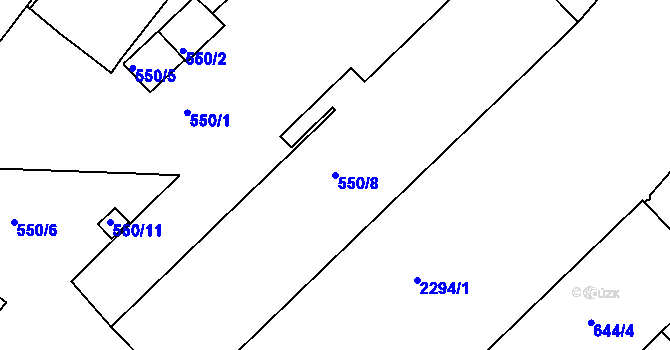 Parcela st. 550/8 v KÚ Holešovice, Katastrální mapa