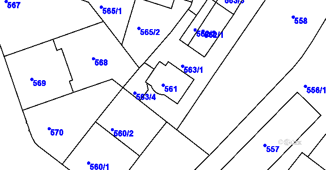 Parcela st. 561 v KÚ Holešovice, Katastrální mapa