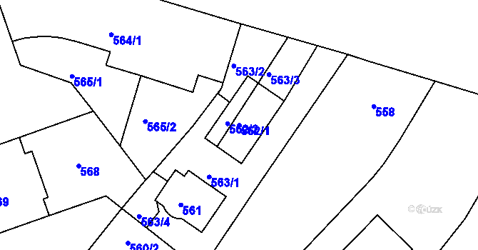 Parcela st. 562/1 v KÚ Holešovice, Katastrální mapa