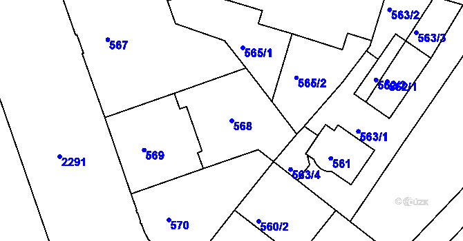 Parcela st. 568 v KÚ Holešovice, Katastrální mapa