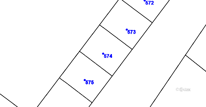 Parcela st. 574 v KÚ Holešovice, Katastrální mapa