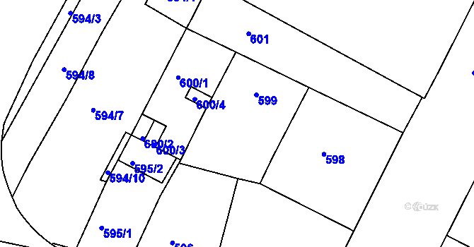 Parcela st. 599 v KÚ Holešovice, Katastrální mapa