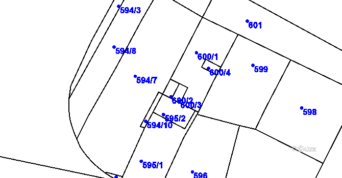 Parcela st. 600/2 v KÚ Holešovice, Katastrální mapa