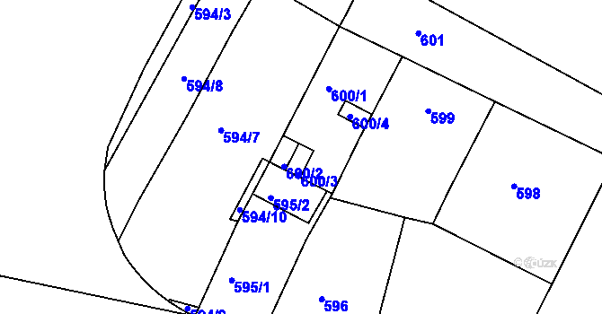Parcela st. 600/3 v KÚ Holešovice, Katastrální mapa