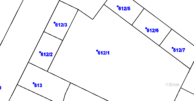 Parcela st. 612/1 v KÚ Holešovice, Katastrální mapa