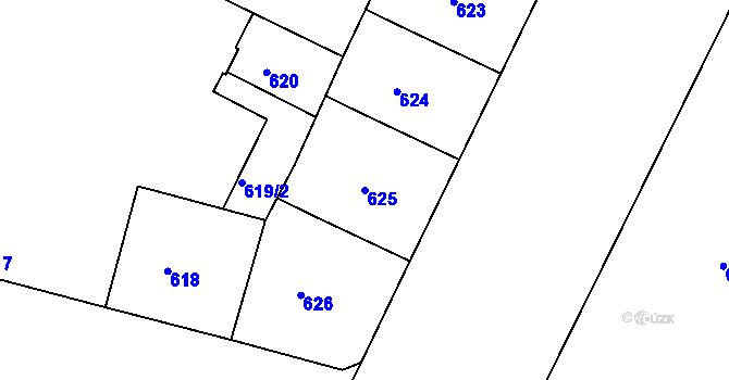 Parcela st. 625 v KÚ Holešovice, Katastrální mapa