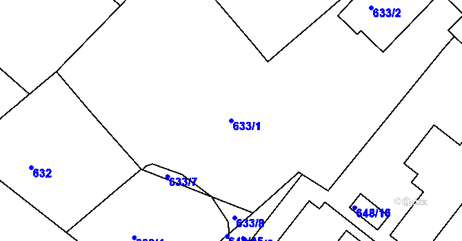 Parcela st. 633/1 v KÚ Holešovice, Katastrální mapa