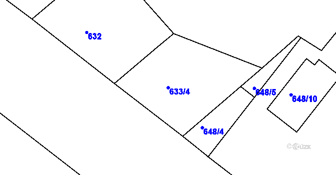 Parcela st. 633/4 v KÚ Holešovice, Katastrální mapa