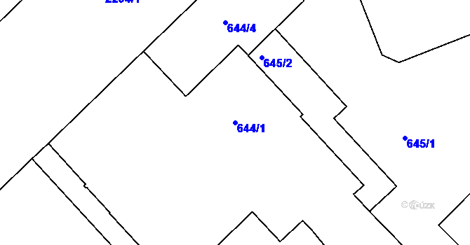 Parcela st. 644/1 v KÚ Holešovice, Katastrální mapa