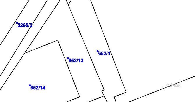 Parcela st. 652/1 v KÚ Holešovice, Katastrální mapa