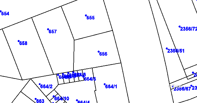 Parcela st. 656 v KÚ Holešovice, Katastrální mapa