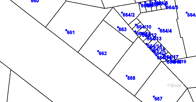 Parcela st. 662 v KÚ Holešovice, Katastrální mapa