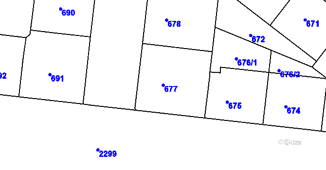 Parcela st. 677 v KÚ Holešovice, Katastrální mapa