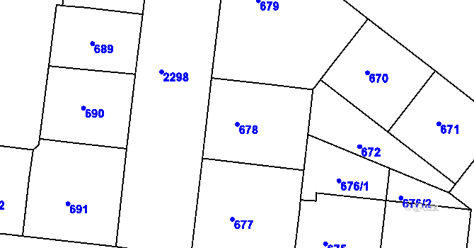 Parcela st. 678 v KÚ Holešovice, Katastrální mapa