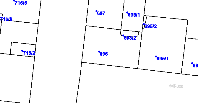 Parcela st. 696 v KÚ Holešovice, Katastrální mapa