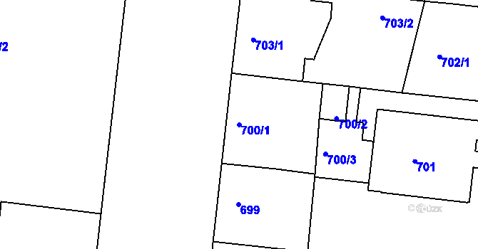Parcela st. 700/1 v KÚ Holešovice, Katastrální mapa