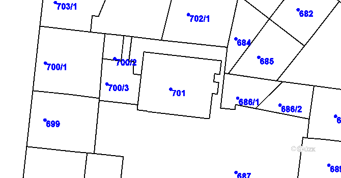 Parcela st. 701 v KÚ Holešovice, Katastrální mapa