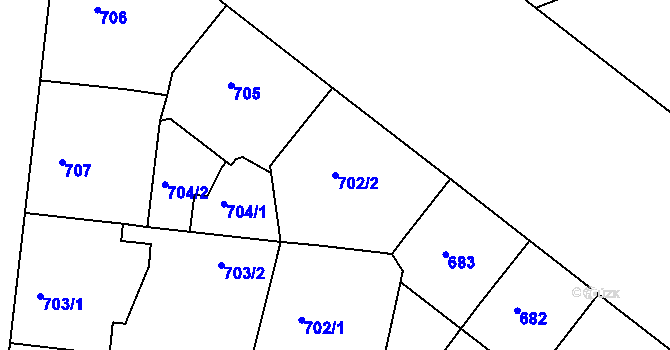 Parcela st. 702/2 v KÚ Holešovice, Katastrální mapa