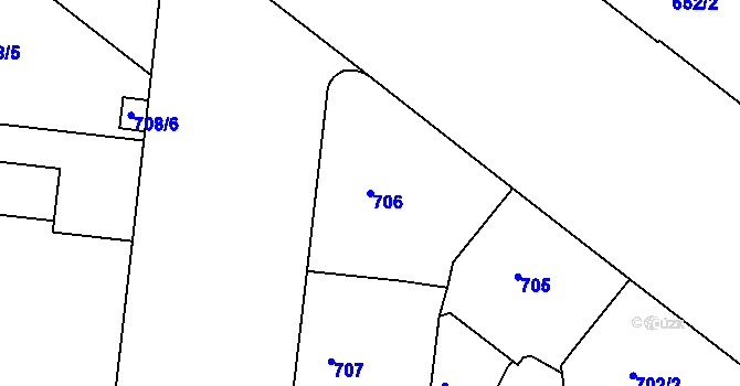Parcela st. 706 v KÚ Holešovice, Katastrální mapa