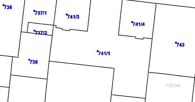 Parcela st. 741/1 v KÚ Holešovice, Katastrální mapa