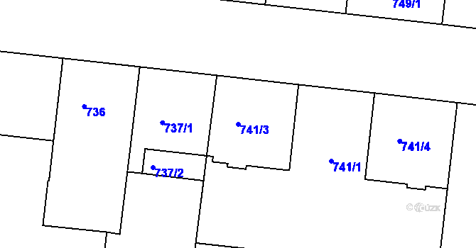Parcela st. 741/3 v KÚ Holešovice, Katastrální mapa