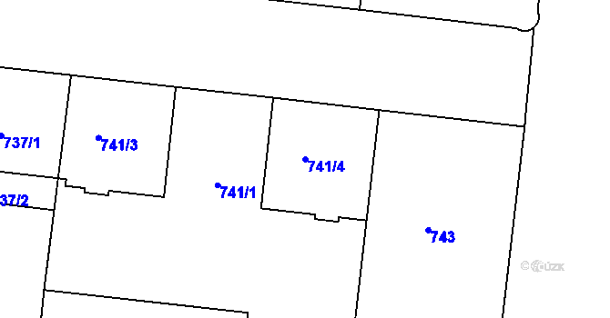 Parcela st. 741/4 v KÚ Holešovice, Katastrální mapa