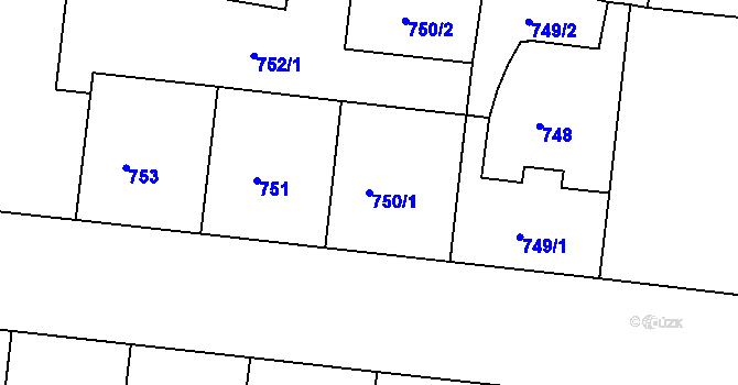Parcela st. 750/1 v KÚ Holešovice, Katastrální mapa
