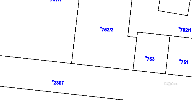 Parcela st. 752/2 v KÚ Holešovice, Katastrální mapa