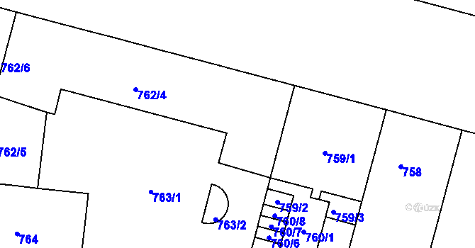 Parcela st. 762/1 v KÚ Holešovice, Katastrální mapa