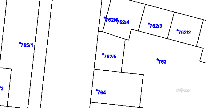 Parcela st. 762/5 v KÚ Holešovice, Katastrální mapa