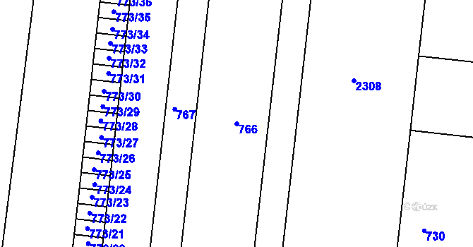 Parcela st. 766 v KÚ Holešovice, Katastrální mapa