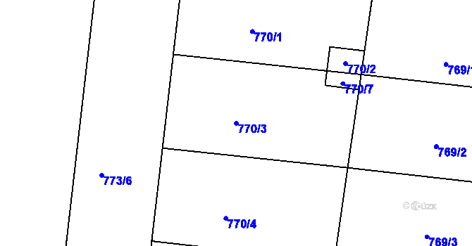 Parcela st. 770/3 v KÚ Holešovice, Katastrální mapa