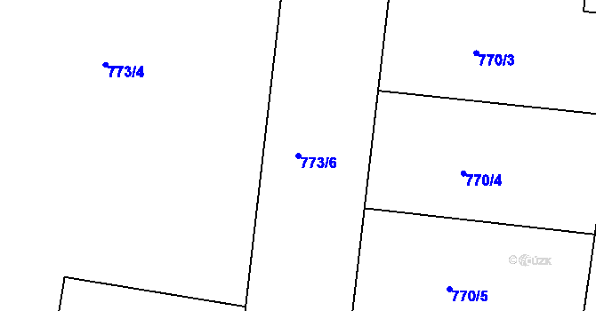 Parcela st. 773/6 v KÚ Holešovice, Katastrální mapa