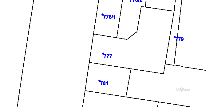 Parcela st. 777 v KÚ Holešovice, Katastrální mapa