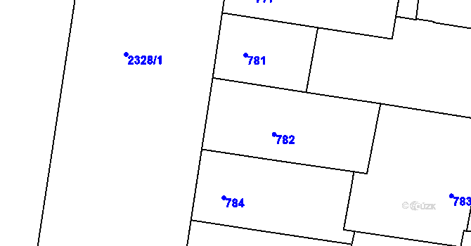 Parcela st. 782 v KÚ Holešovice, Katastrální mapa