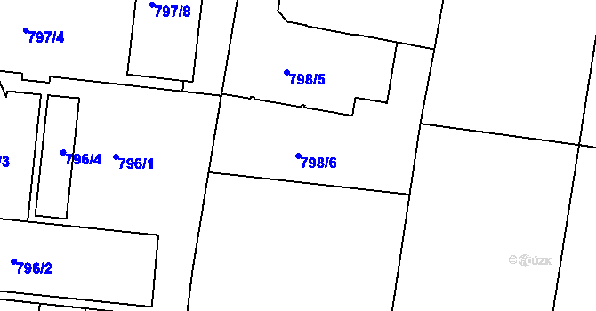 Parcela st. 798/6 v KÚ Holešovice, Katastrální mapa