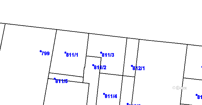 Parcela st. 811/3 v KÚ Holešovice, Katastrální mapa
