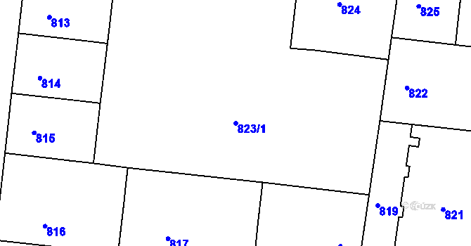 Parcela st. 823/1 v KÚ Holešovice, Katastrální mapa