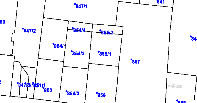 Parcela st. 855/1 v KÚ Holešovice, Katastrální mapa