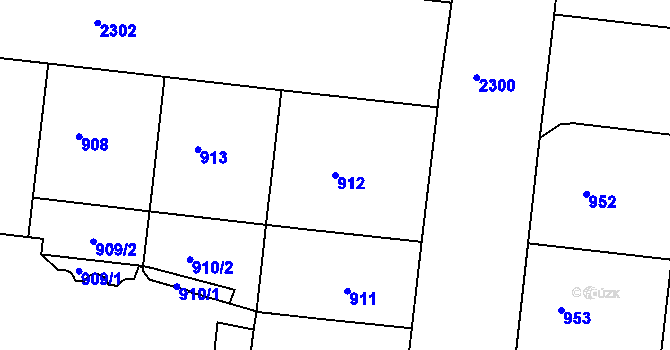 Parcela st. 912 v KÚ Holešovice, Katastrální mapa