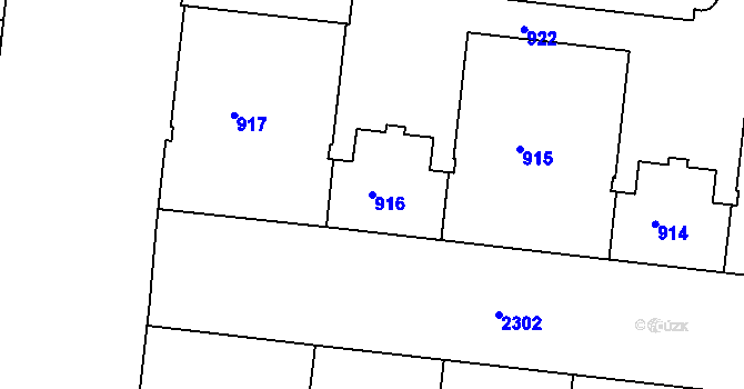 Parcela st. 916 v KÚ Holešovice, Katastrální mapa