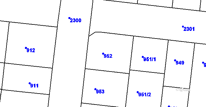 Parcela st. 952 v KÚ Holešovice, Katastrální mapa