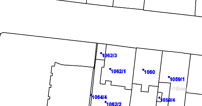 Parcela st. 1062/3 v KÚ Holešovice, Katastrální mapa